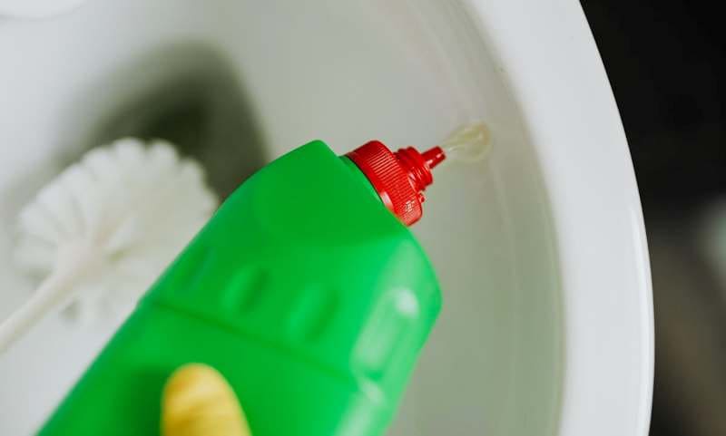 Cleaning toilet bowl with Phenyl disinfectant