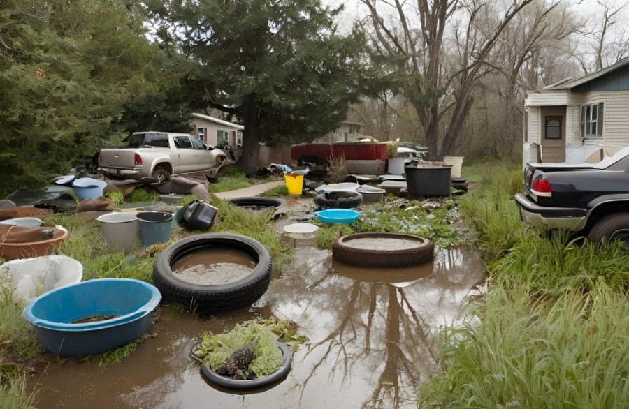 Clogged drainage and jammed gutters