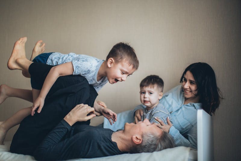 Family having quality time inside their house