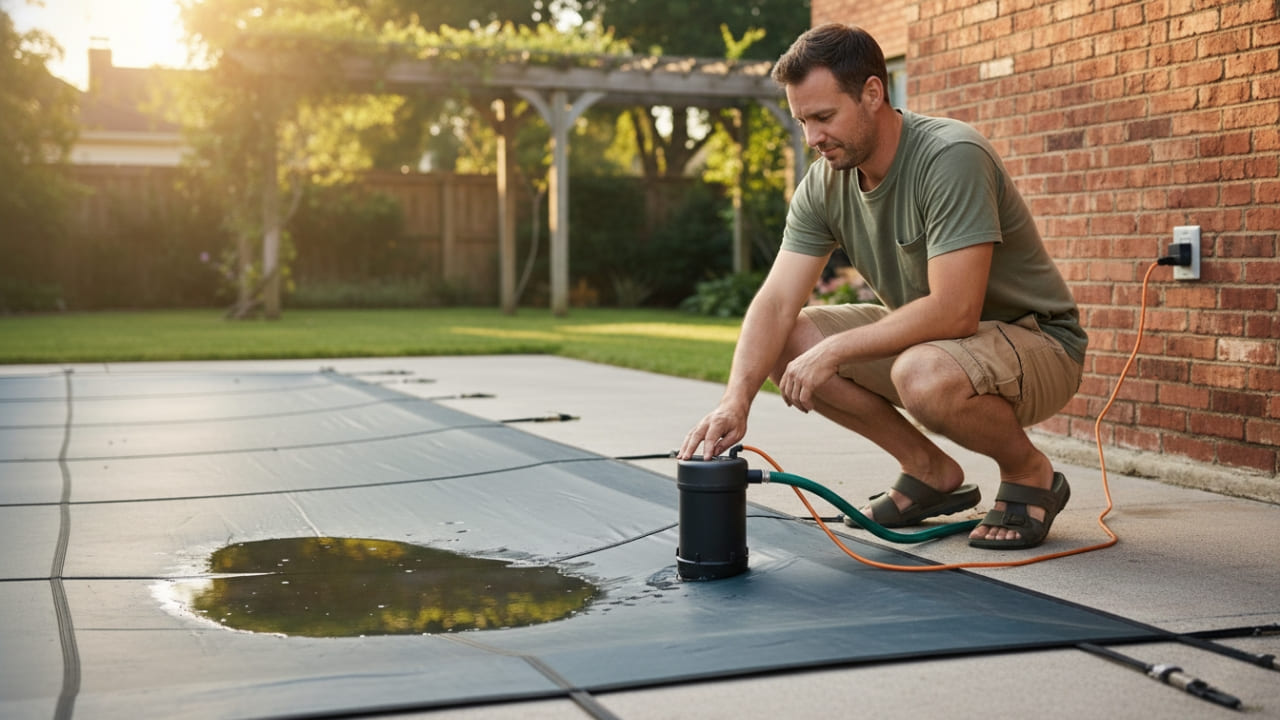 Removing Standing water from Pool Cover with a Pump