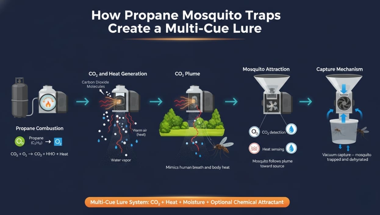 Propane Traps - Combustion Process to Create a Multi-Cue Lure