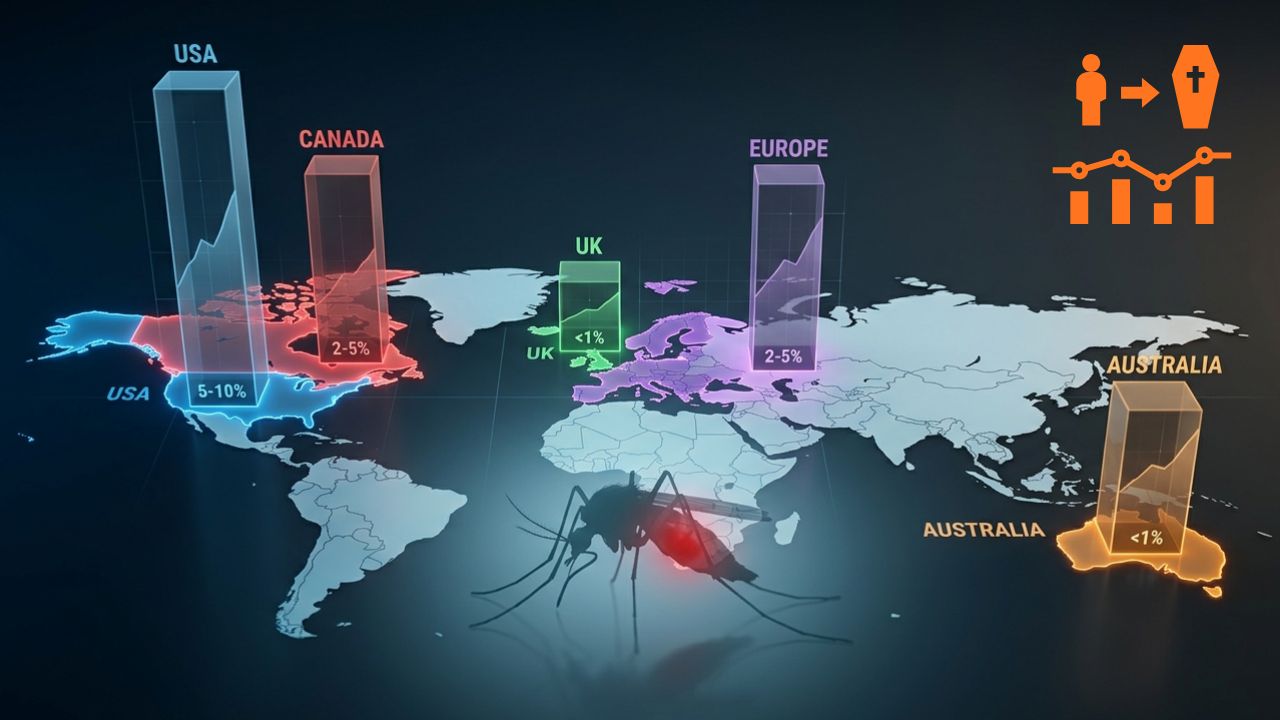 West Nile Virus Mortality Rate Comparison US, Canada, UK, Europe, Australia